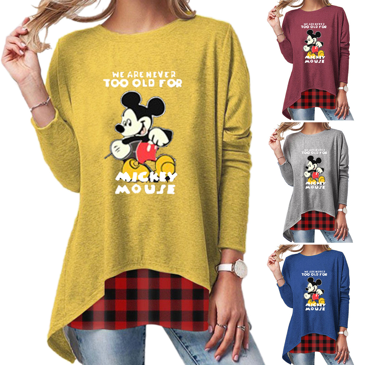2020 New Plus Size Long Sleeve Tops-Printed B