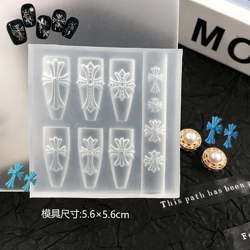 3D Cross Nail Mold Silicone Template DIY Manicure Decor Tool for Creative Nail Design