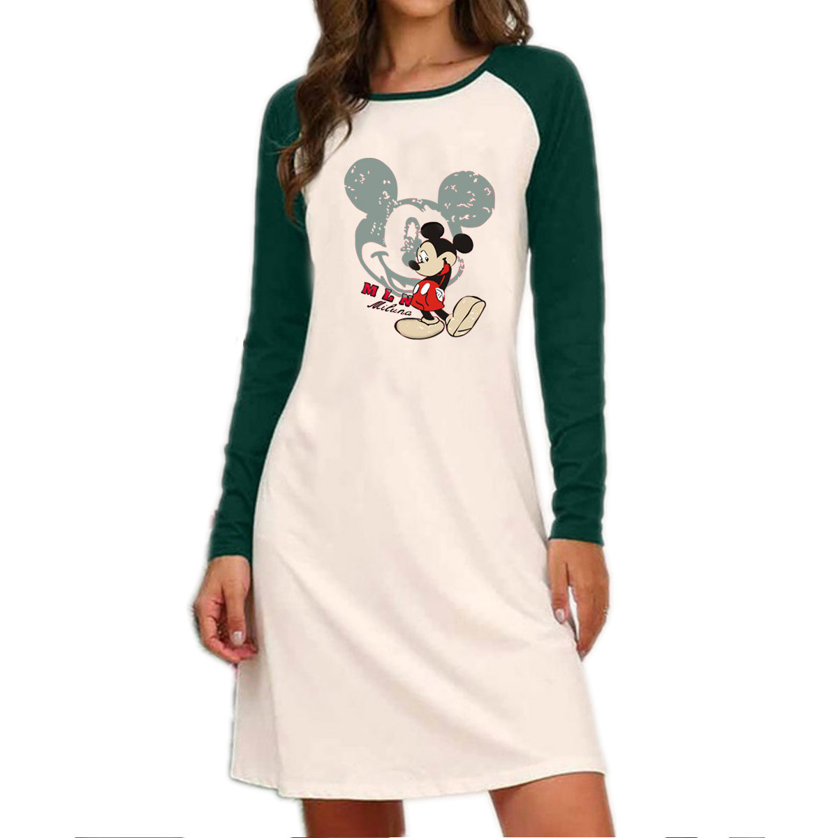2020 new autumn and winter plus size long sleeve printed dress