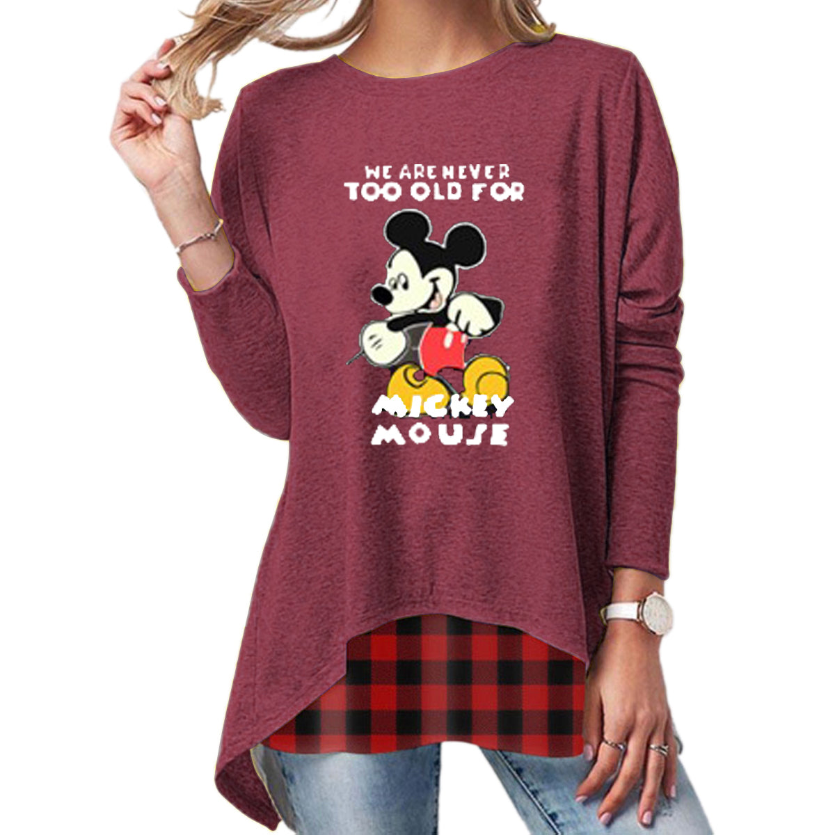 2020 New Plus Size Long Sleeve Tops-Printed B
