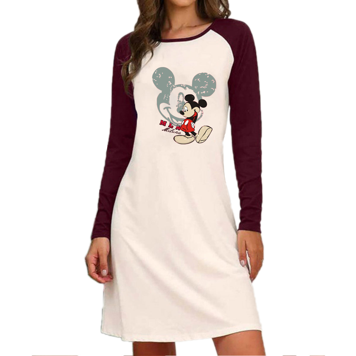 2020 new autumn and winter plus size long sleeve printed dress