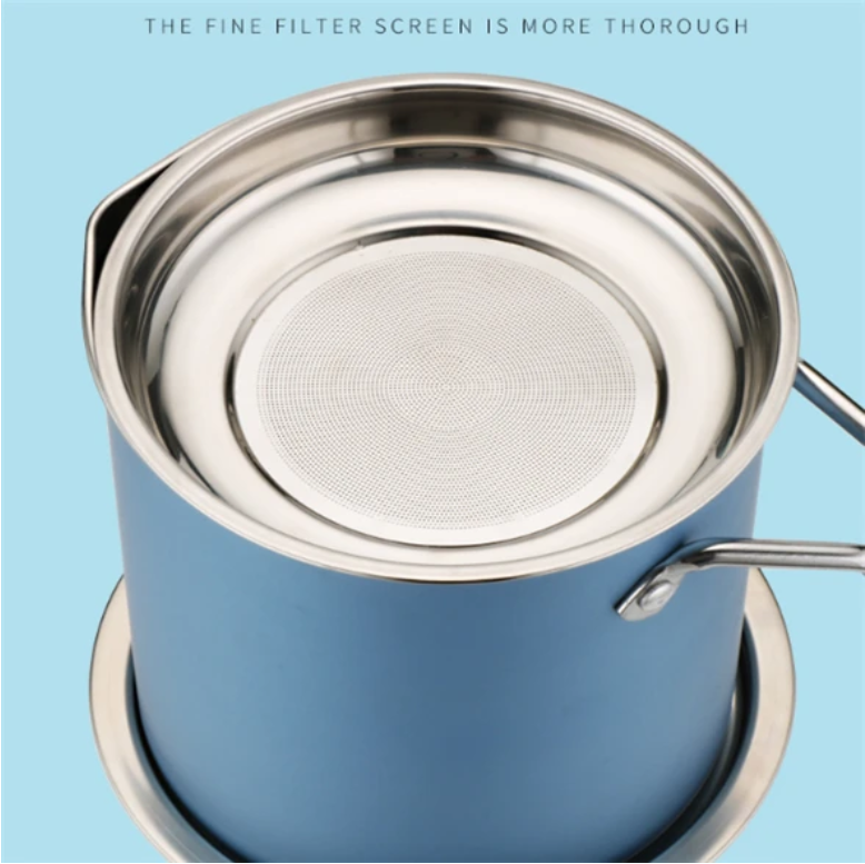 2L Stainless Steel Oil Strainer Storage Can