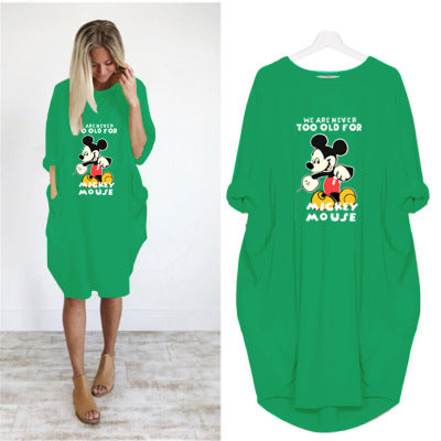 2020 new autumn and winter plus size printed dress B With Pocket
