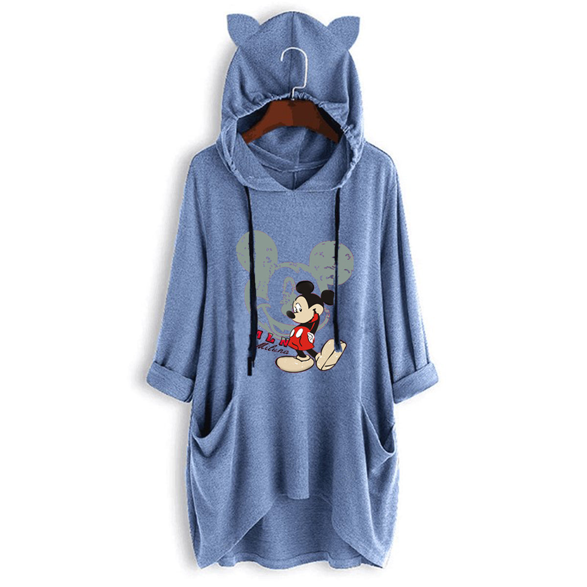 2020 New Plus Size Long Sleeve Hooded Loose T-Shirt With Pocket