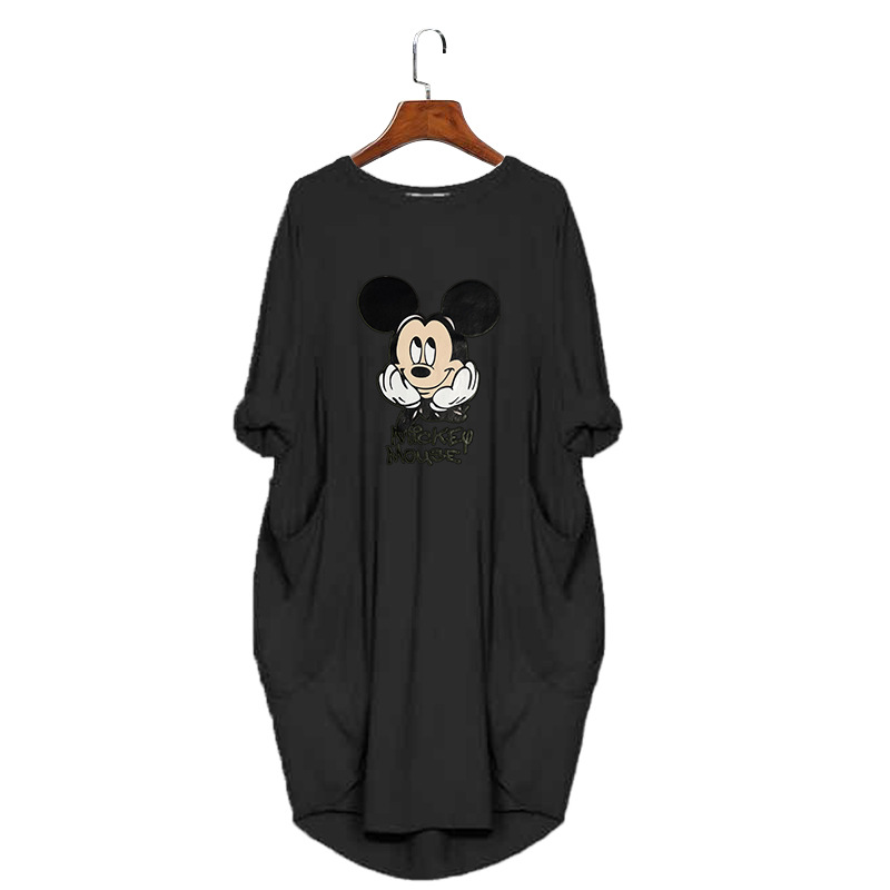 2020 New Autumn And Winter Plus Size Printed Dress A With Pocket