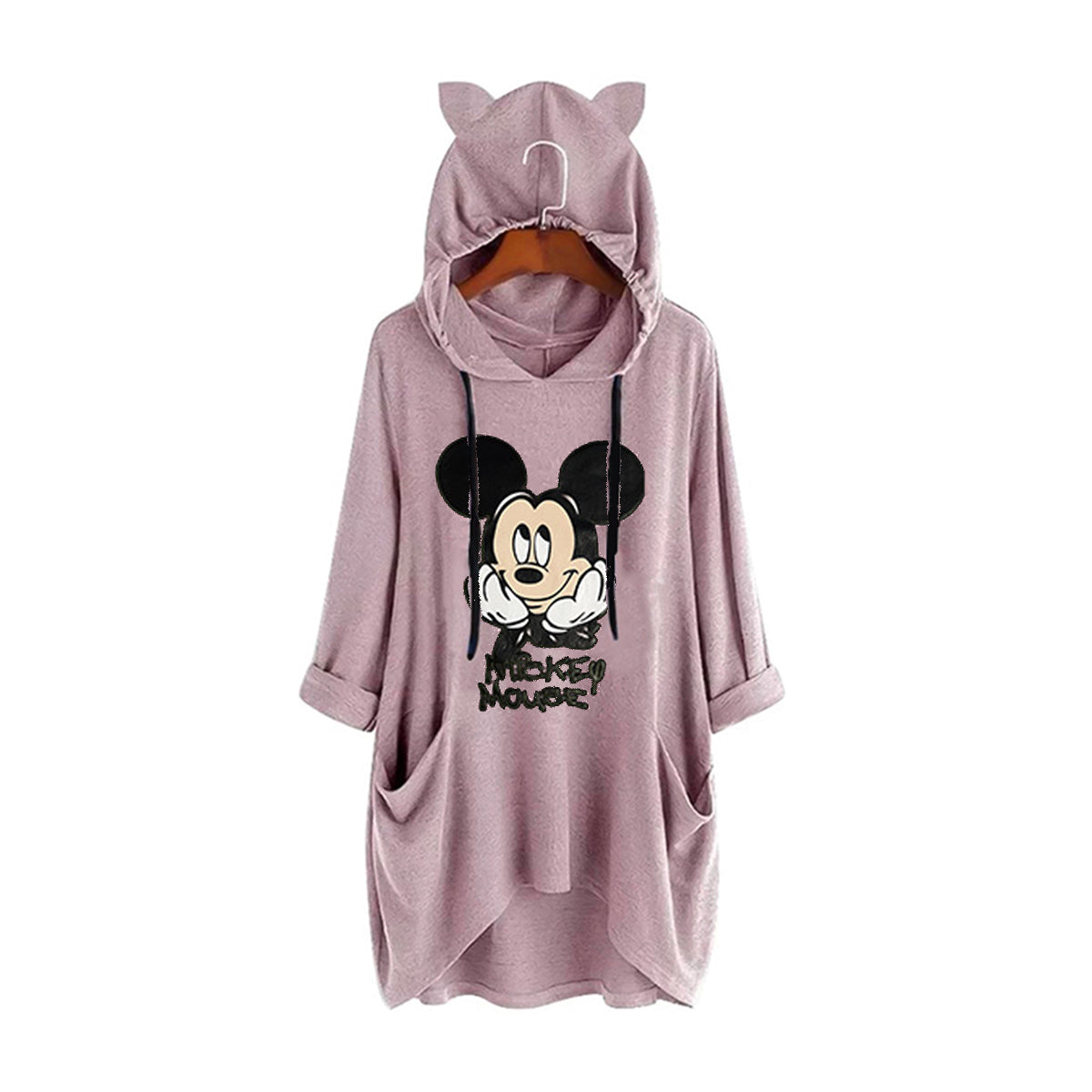 2020 New Plus Size Long Sleeve Hooded Loose T-Shirt With Pocket