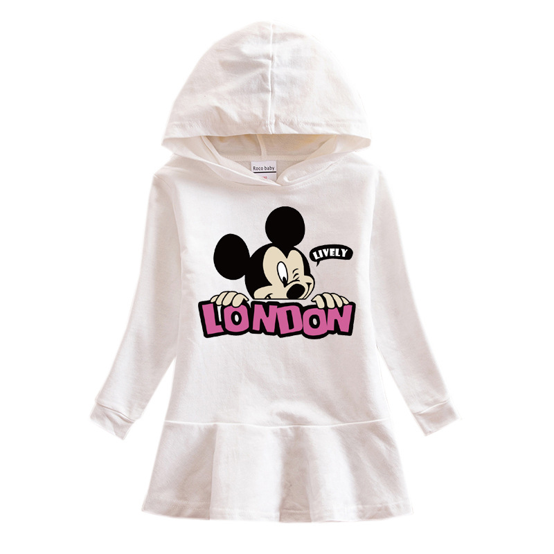 2020 Little Girl's Autumn And Winter Hoodie Dress Printing B