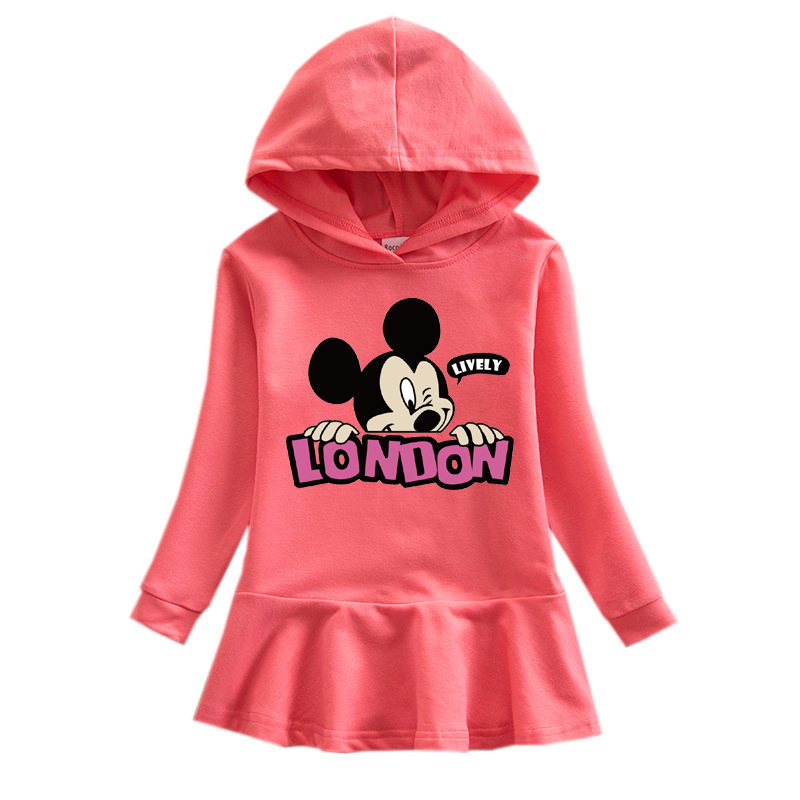 2020 Little Girl's Autumn And Winter Hoodie Dress Printing B