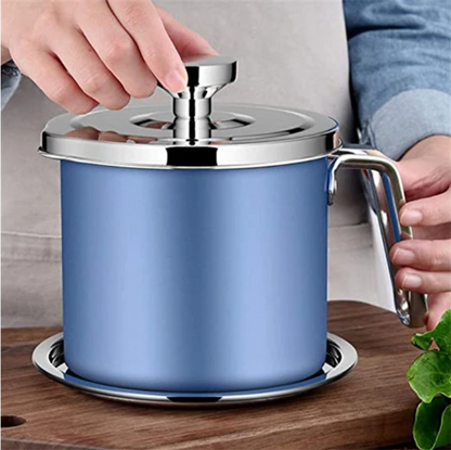 2L Stainless Steel Oil Strainer Storage Can