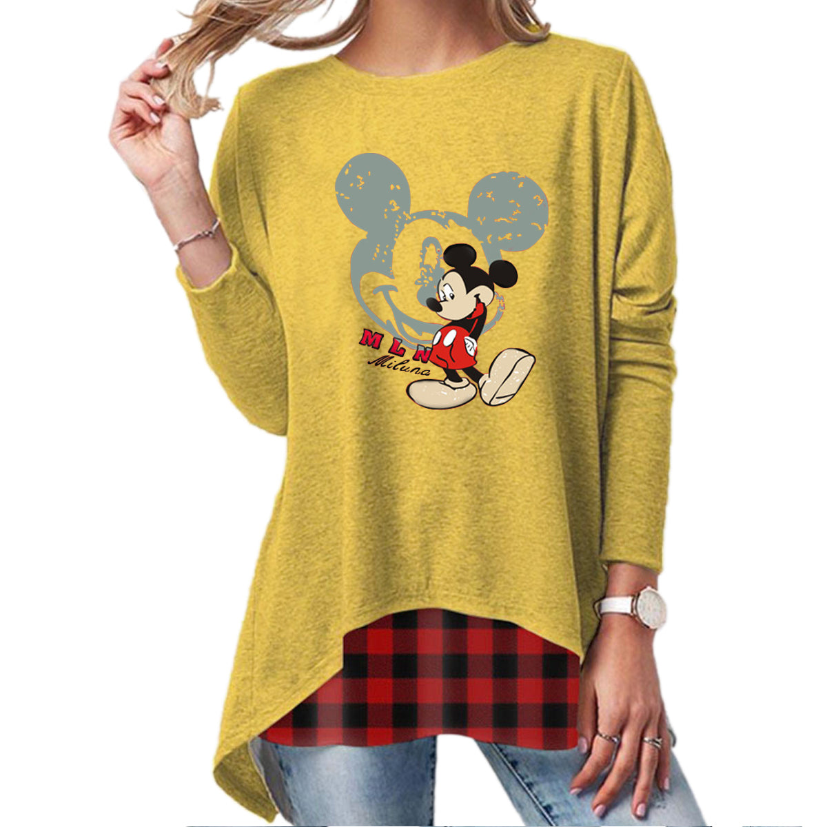 2020 New Plus Size Long Sleeve Tops-Printed A