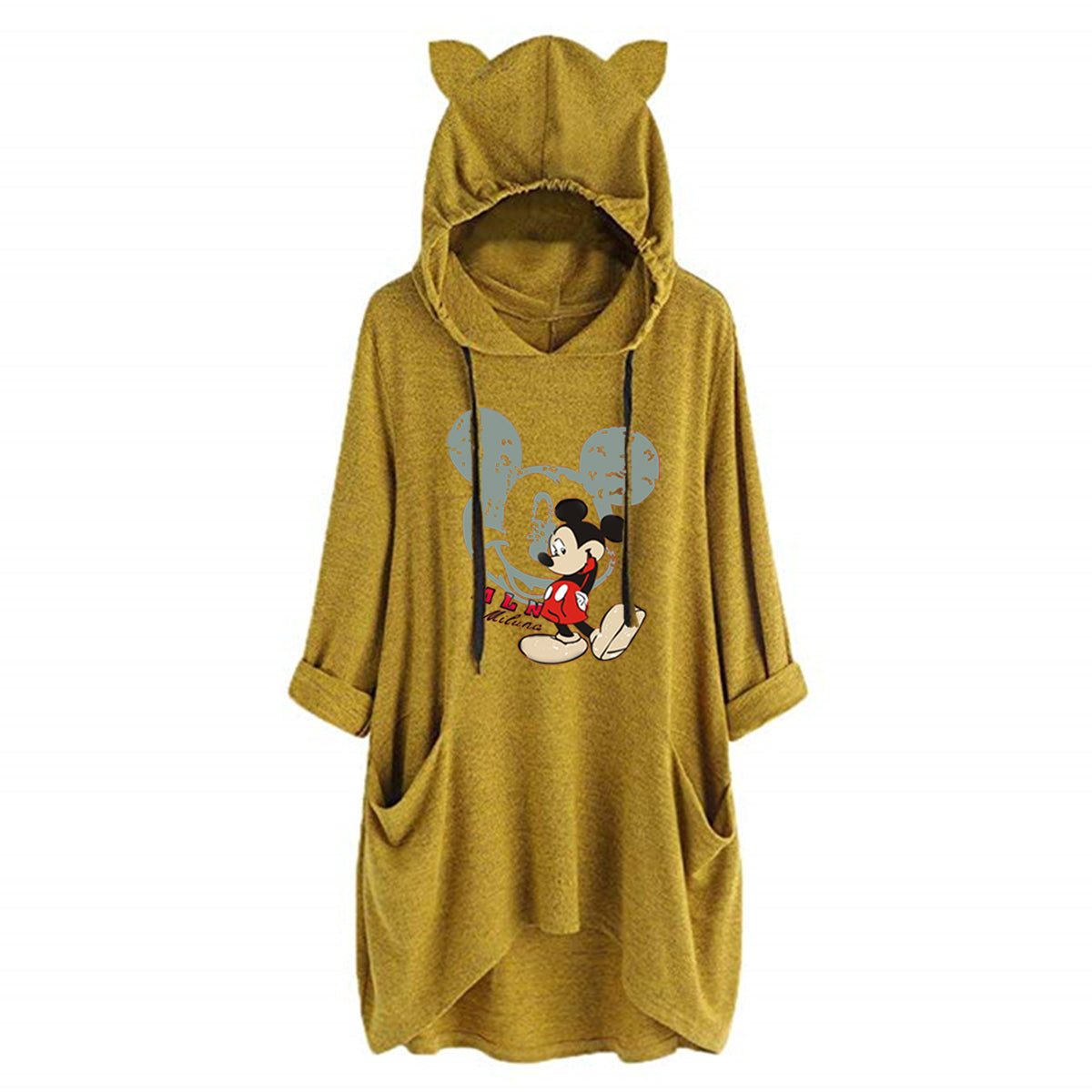 2020 New Plus Size Long Sleeve Hooded Loose T-Shirt With Pocket