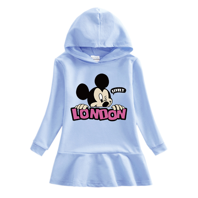 2020 Little Girl's Autumn And Winter Hoodie Dress Printing B