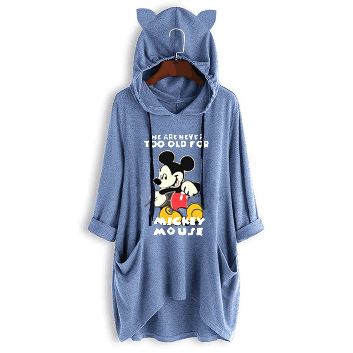 2020 New Plus Size Long Sleeve Hooded Loose T-Shirt With Pocket