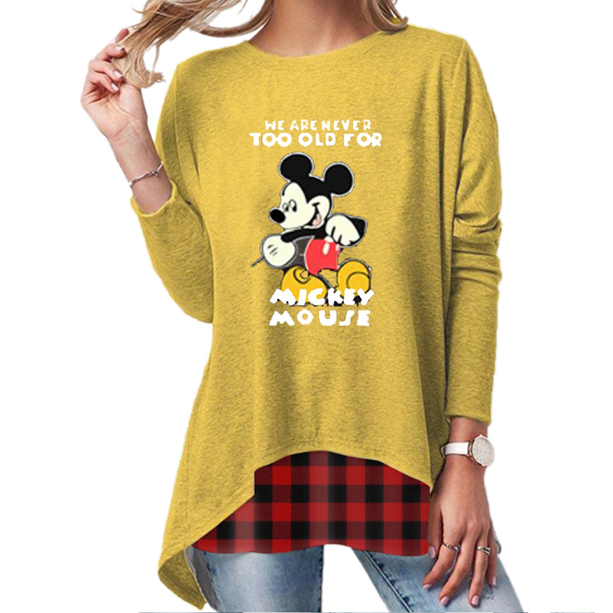 2020 New Plus Size Long Sleeve Tops-Printed B