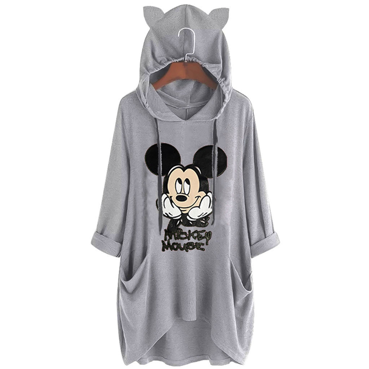 2020 New Plus Size Long Sleeve Hooded Loose T-Shirt With Pocket