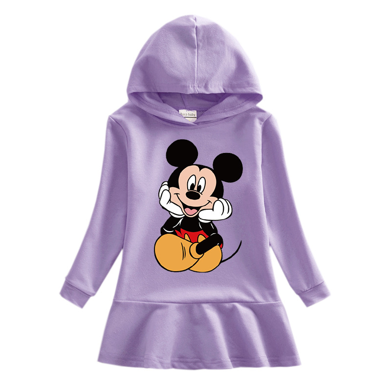 2020 Little Girl's Autumn And Winter Hoodie Dress Printing A
