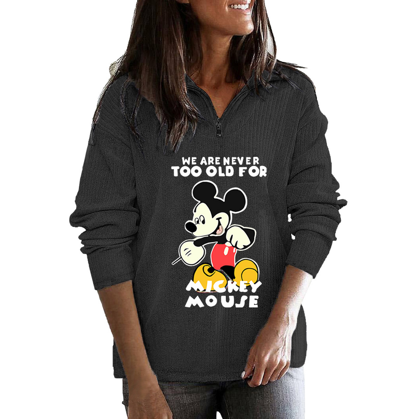 2020 New Autumn And Winter Plus Size  Stand-up Collar Zipper Long Sleeve Printed Tops