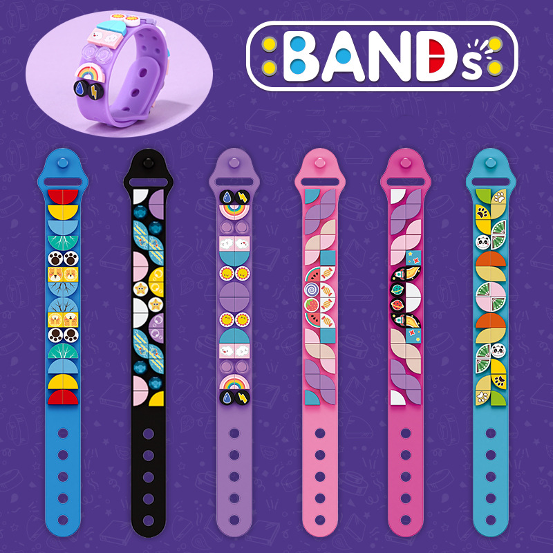 Christmas Hot sell🔥Kid's Educational toy-DIY Building Block Bracelet Jewelry Cartoon Bracelet Tide Silicone Wristband