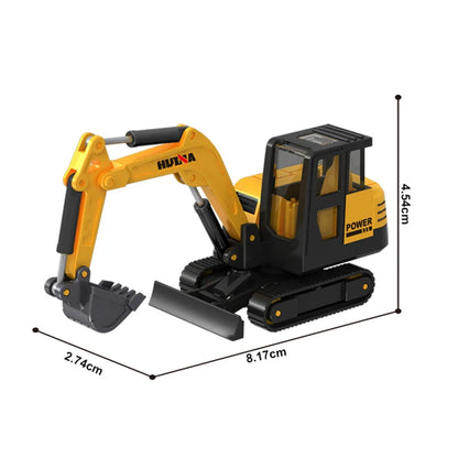 HUINA 1:80 Construction Alloy Diecast Car Model Forklift Roller Dumper Excavator Engineering Agitator Truck Toy Collection Gift