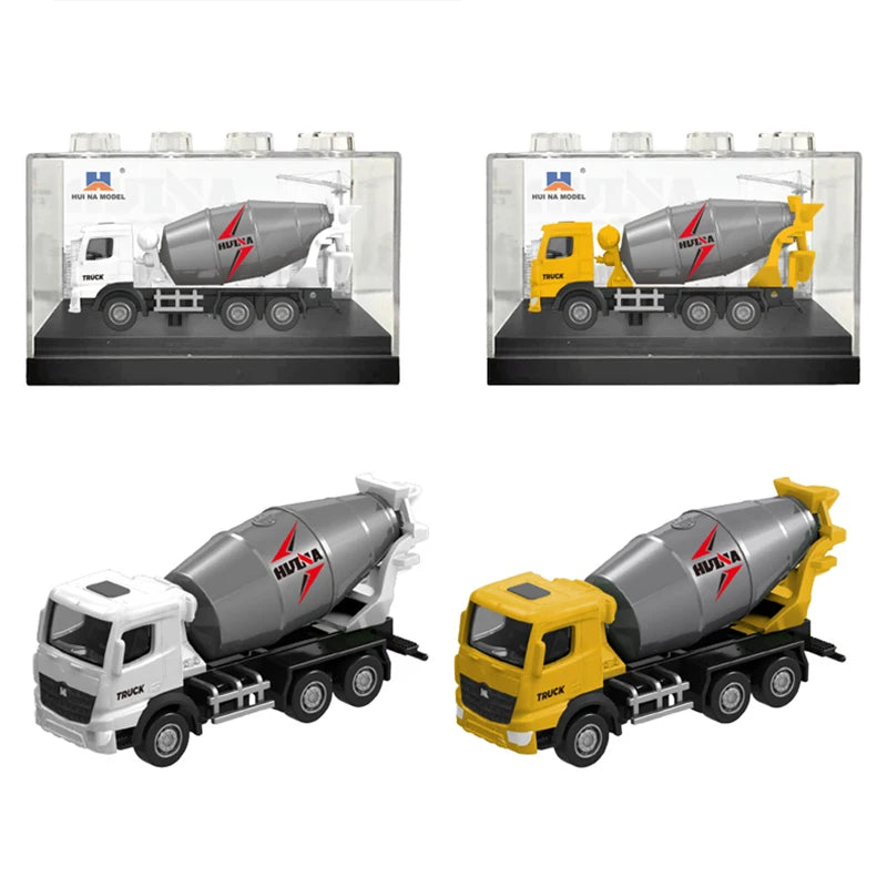 HUINA 1:80 Construction Alloy Diecast Car Model Forklift Roller Dumper Excavator Engineering Agitator Truck Toy Collection Gift