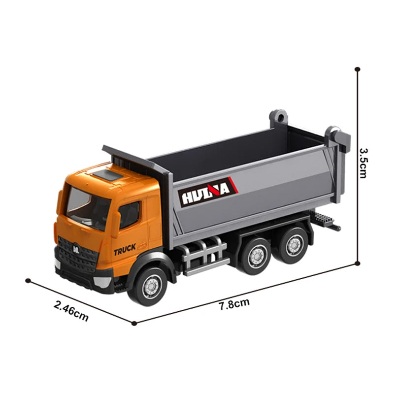 HUINA 1:80 Construction Alloy Diecast Car Model Forklift Roller Dumper Excavator Engineering Agitator Truck Toy Collection Gift