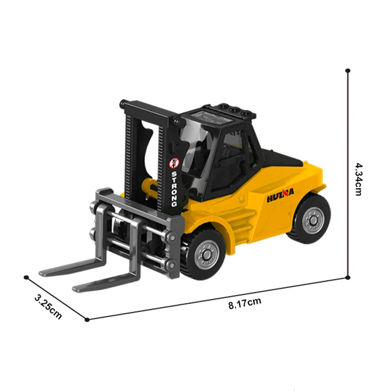 HUINA 1:80 Construction Alloy Diecast Car Model Forklift Roller Dumper Excavator Engineering Agitator Truck Toy Collection Gift