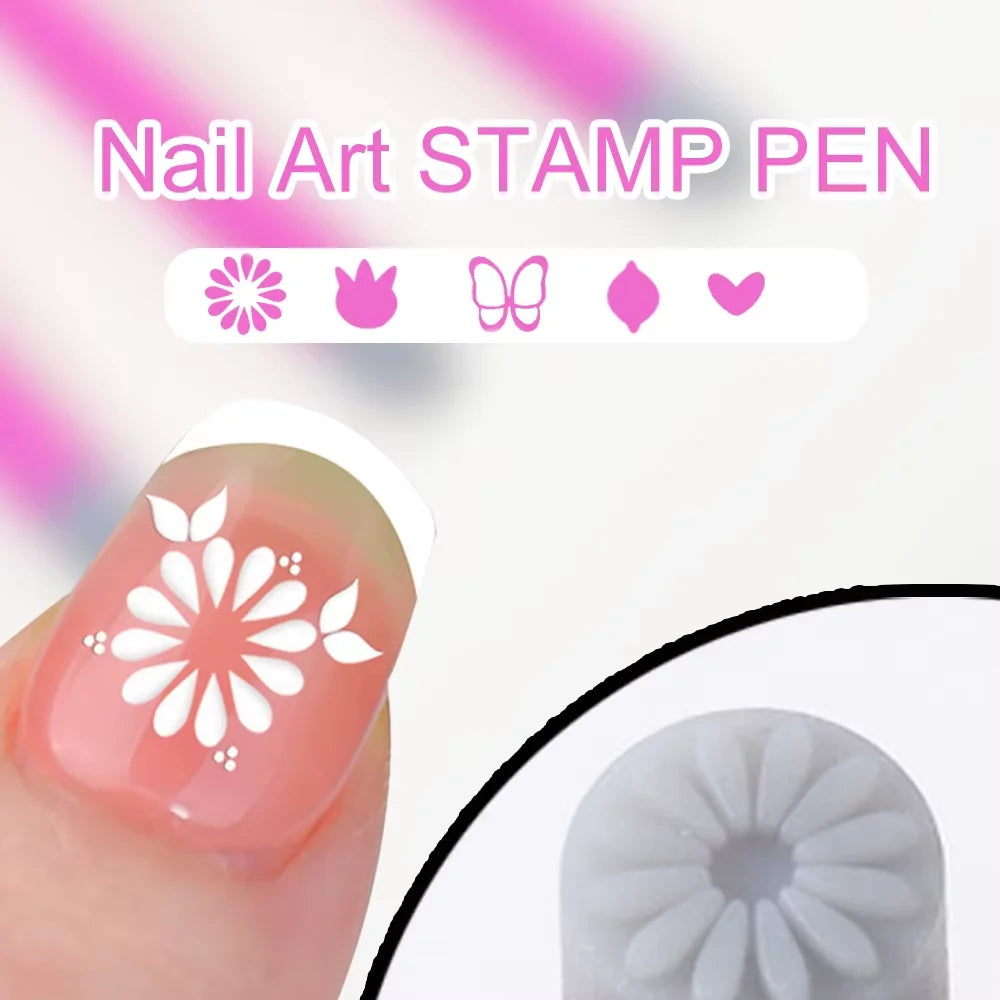 5/10Pcs Set Nail Art Stamp Pen DIY Floral Butterfly Nail Graffiti Nail Dotting Tools Polishing Painting Drawing Manicure Tools
