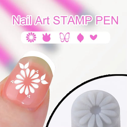 5/10Pcs Set Nail Art Stamp Pen DIY Floral Butterfly Nail Graffiti Nail Dotting Tools Polishing Painting Drawing Manicure Tools