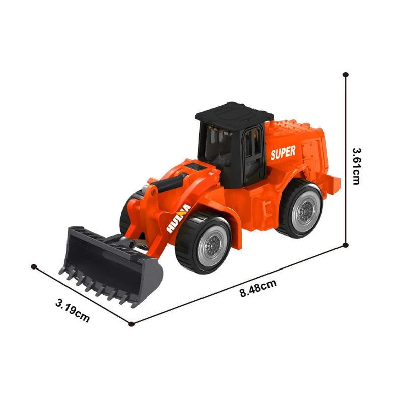 HUINA 1:80 Construction Alloy Diecast Car Model Forklift Roller Dumper Excavator Engineering Agitator Truck Toy Collection Gift