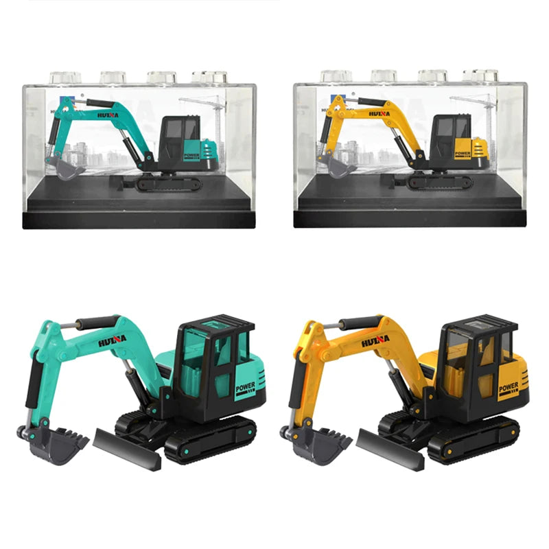 HUINA 1:80 Construction Alloy Diecast Car Model Forklift Roller Dumper Excavator Engineering Agitator Truck Toy Collection Gift