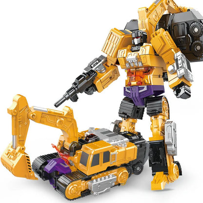 Jinjiang 6 IN 1 Devastator Classic Toys Cool Transformation Action Figure KO GT Truck Excavator Crane Model Robot Boy Adult Gift