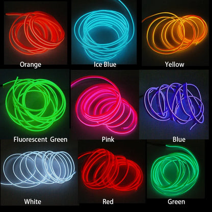 1M/2M/3M/5M Car Interior Led Decorative Lamp EL Wiring Neon Strip For Auto DIY Flexible Ambient Light Party Atmosphere Diode USB