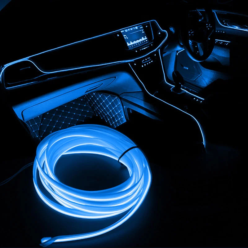 1M/2M/3M/5M Car Interior Led Decorative Lamp EL Wiring Neon Strip For Auto DIY Flexible Ambient Light Party Atmosphere Diode USB