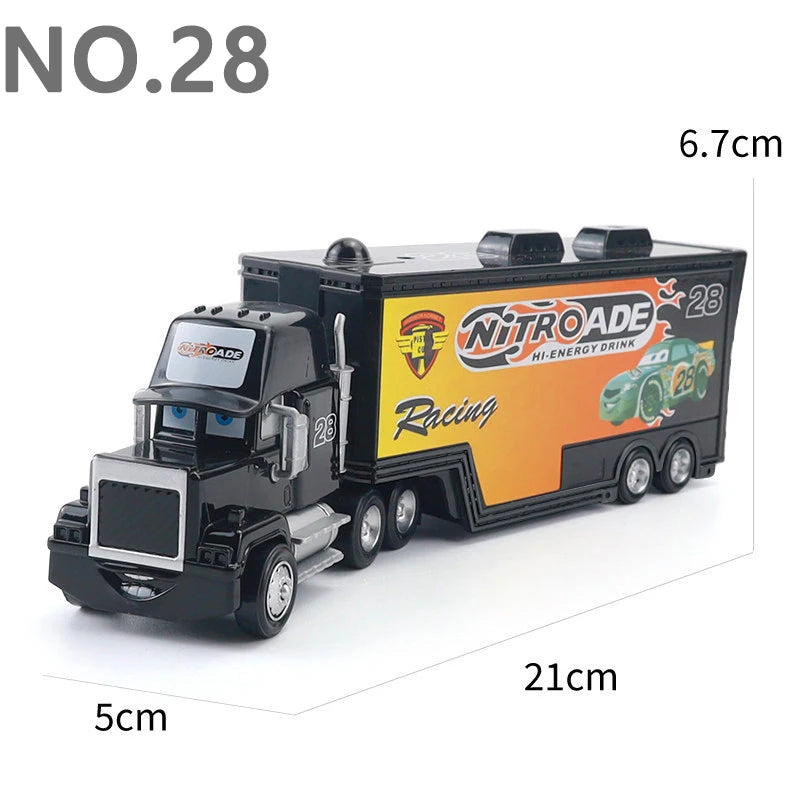 Pixar Cars Truck Anime Figure Sage VanDerSpin Model Car 1/55 Die Casting Container Trucks Racing Toys Children's Birthday Gifts