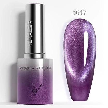 1pc Venalisa 10ml Nail Gel Polish Kit with Soft Texture Round Brush Hema/TPO Free Soak off Sparkle Cat Eye Lacquer Color Palett