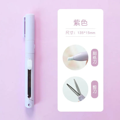 Mini Portable Pen Shape Scissors Creative Safe Folding Scissors DIY Multifunction Paper-Cutting Art Tool School Office Supplies