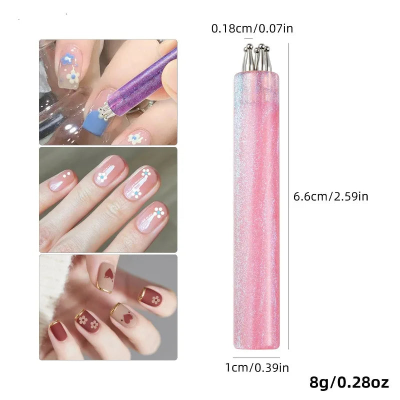5-Petal Dotting Tool Flower Creator DIY Nail Art 1.8mm Fine Tip Rhinestone Pickers Glitter Handle Manicure Nail Tools Brushes