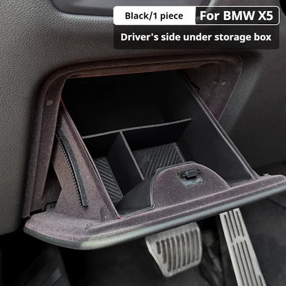 Car Under Driver Storage Box Silicone Driver Storage Box Organizer Tray For BMW X5 G05 2019-2026 Interior Accessories