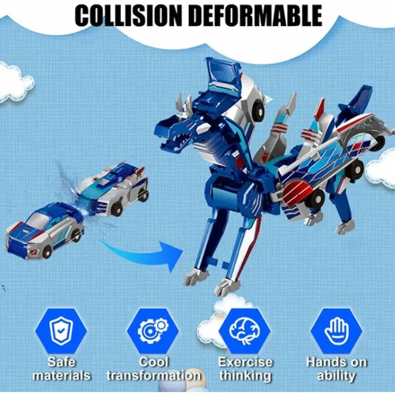 Car God Quick Transformation Toy Dinosaur Flying Dragon Combination Pegasus Unicorn Magnetic Collision Transformation Fun Toy