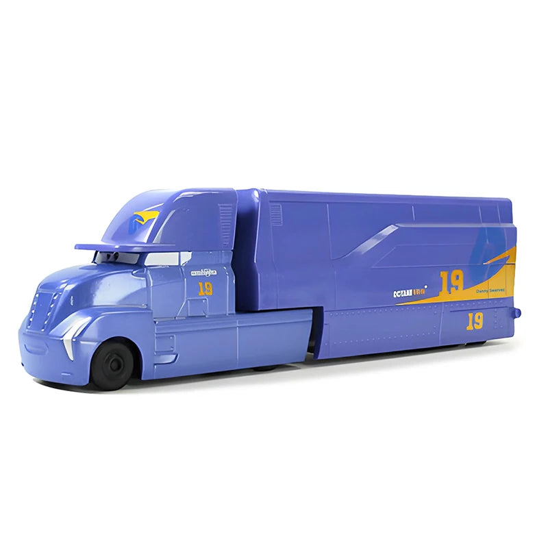 Pixar Cars Truck Anime Figure Sage VanDerSpin Model Car 1/55 Die Casting Container Trucks Racing Toys Children's Birthday Gifts