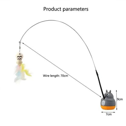 Rotating Cat Teaser Wand Steel Wire Cute Cat Toy With Bell Fish Interactive Bite Resistant Durable Self Amusing Pet Toy For Cats
