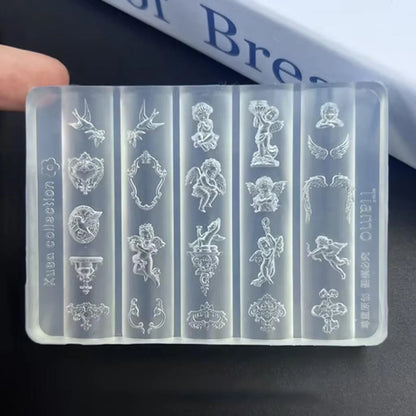 3D Baroque Angel Nail Mold Silicone Nail Art Charms DIY Tool Templates Stamping Plates Manicure Easy DIY Mold for Home Craft