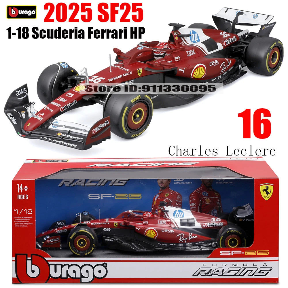 Bburago 1:18 2025 F1 Ferrari SF25 #16 Charles Leclerc #44 Lewis Hamilton model simulation car model alloy car toy collection