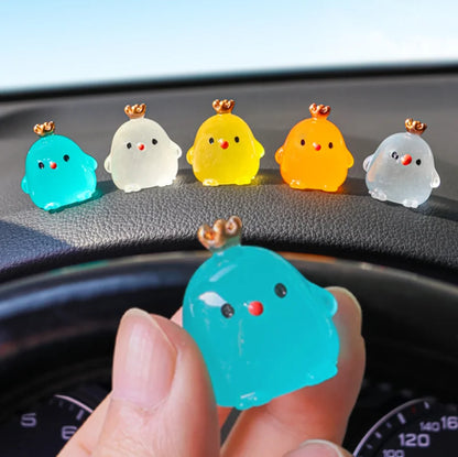 Cute Luminous Chicks Car Ornaments Creative Car Interior Toys Decorations Mini Chicken Decor Ornament Accessories