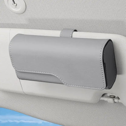 （Summer4）Sunglass Holder For Car Visor, Leather Auto Eyeglasses Sun Visor Organizer Case With Hidden Magnetic Closure