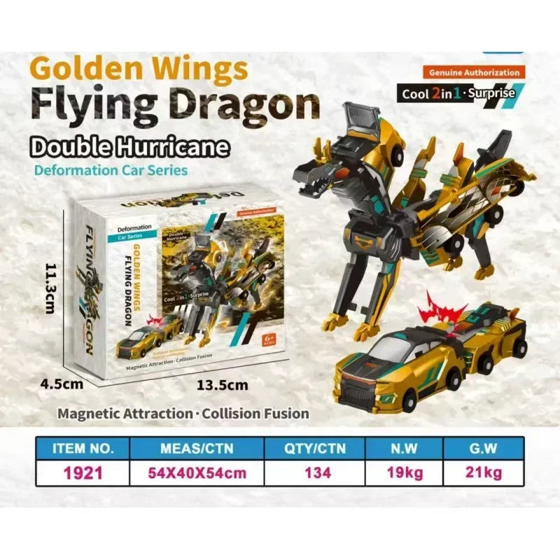 Car God Quick Transformation Toy Dinosaur Flying Dragon Combination Pegasus Unicorn Magnetic Collision Transformation Fun Toy