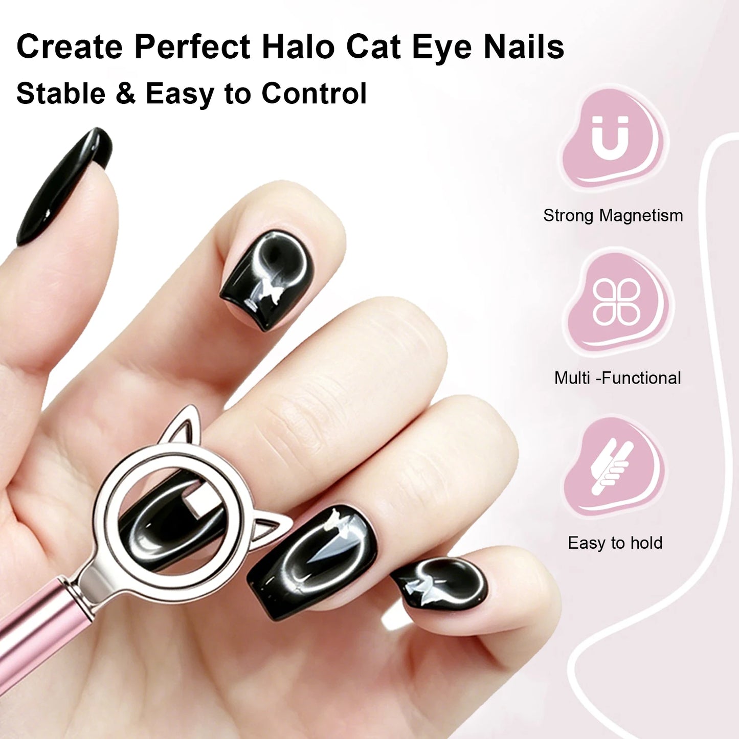 Cat Ear Shape Halo Cat Eye Nail Magnet Strong Ring Magnetic Tool for Glass Bead Side Light Nail Art DIY Magnetic Gel Manicure
