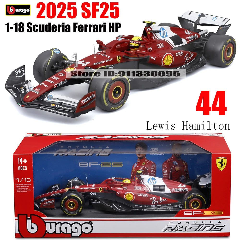 Bburago 1:18 2025 F1 Ferrari SF25 #16 Charles Leclerc #44 Lewis Hamilton model simulation car model alloy car toy collection