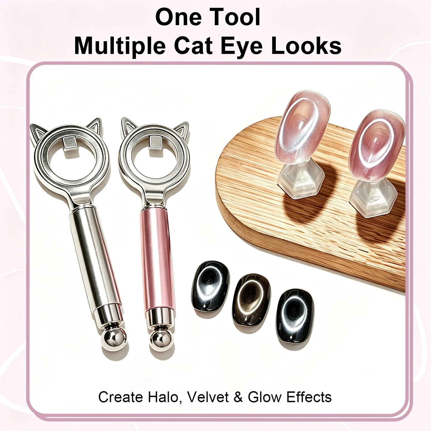Cat Ear Shape Halo Cat Eye Nail Magnet Strong Ring Magnetic Tool for Glass Bead Side Light Nail Art DIY Magnetic Gel Manicure