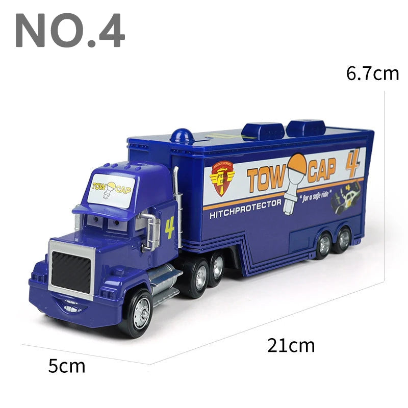Pixar Cars Truck Anime Figure Sage VanDerSpin Model Car 1/55 Die Casting Container Trucks Racing Toys Children's Birthday Gifts